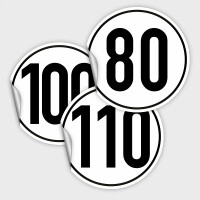 Wiederverwendbar -  im 3er Set Wohnmobil 80,100,110 km/h - Geschwindigkeitsschild nach &sect; 58 StVZO - Saugnapffolie