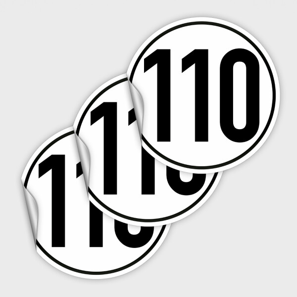 Wiederverwendbar -  im 3er Set Wohnmobil 110 km/h - Geschwindigkeitsschild nach § 58 StVZO - Saugnapffolie