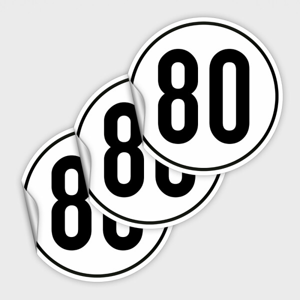 Wiederverwendbar -  im 3er Set Wohnmobil 80 km/h - Geschwindigkeitsschild nach § 58 StVZO - Saugnapffolie