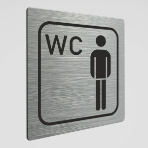 WC Hinweisschild, Herren WC Piktogramm 1, Alu silber...