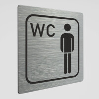 WC Hinweisschild, Herren WC Piktogramm 1, Alu silber geb&uuml;rstet 12  x 12 cm