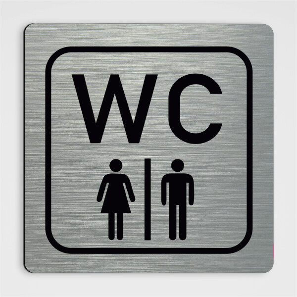 WC Hinweisschild 1,Damen Herren WC Schild silber gebürstet Aludibond silber gebürstet 12 x 12 cm