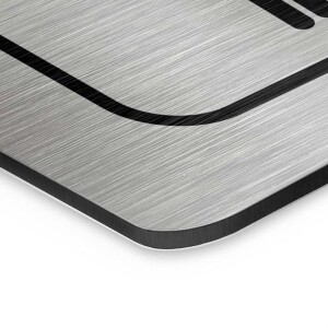 WC Hinweisschild,WC Schild mit Richtungspfeil links, Alu silber geb&uuml;rstet 20 x 20 cm