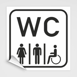 WC Schild- Toilettenaufkleber, wei&szlig; M&auml;nner, Frauen Behinderten WC