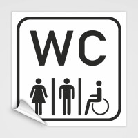 WC Schild- Toilettenaufkleber, wei&szlig; M&auml;nner, Frauen Behinderten WC