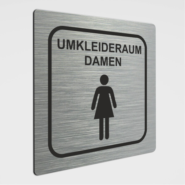 Umkleideräume Schild, Umkleideraum Damen, Alu gebürstet 12 x 12cm