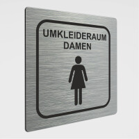 Umkleider&auml;ume Schild, Umkleideraum Damen, Alu geb&uuml;rstet 20 x 20 cm
