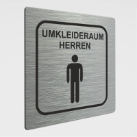 Umkleider&auml;ume Schild, Umkleideraum Herren, Alu geb&uuml;rstet 12 x 12 cm