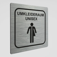 Umkleideraum Schild, Umkleideraum Unisex, Alu geb&uuml;rstet 12 x 12 cm
