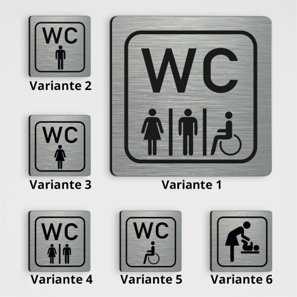 WC Hinweisschild WC Schild Damen, Herren, Behinderten - WC 12 x 12 cm 4 - Damen und Herren - WC