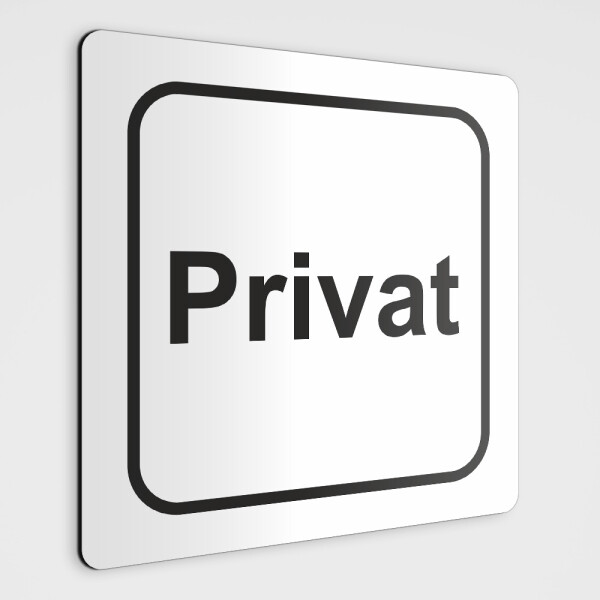 Türschild "Privat" - weiß 12 x 12 cm