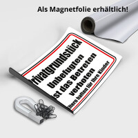 Aufkleber Privatgrundst&uuml;ck - Unbefugten ist das Betreten verboten
