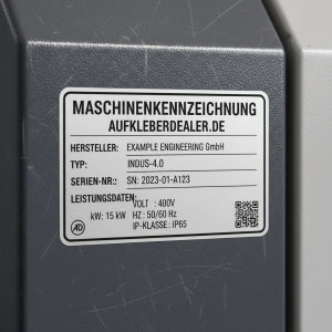 Typenschilder Leistungsetiketten f&uuml;r besondere Beanspruchung