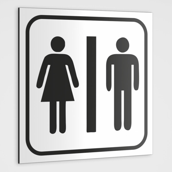 WC Wegweiser ohne Text - silber gebürstet 12 x 12cm