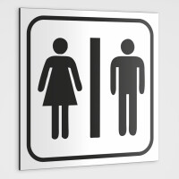 WC Wegweiser ohne Text - silber geb&uuml;rstet 12 x 12cm