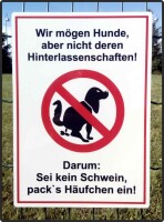 Hundekot Schild - Packs H&auml;ufchen ein Alu-Verbund Platte 3mm Alumimium Verbund Platte DIN A4 (21,0 x 29,7 cm)