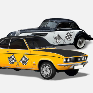 Autoaufkleber Flagge Duo 1 zweifarbig, Als Paar geliefert f&uuml;r die Fahrer- und Beifahrerseite
