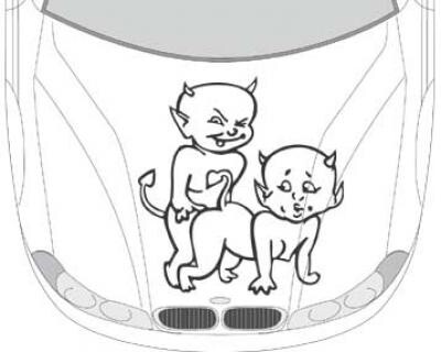 Autoaufkleber für die Motorhaube "Zwei Teufel Aufkleber"