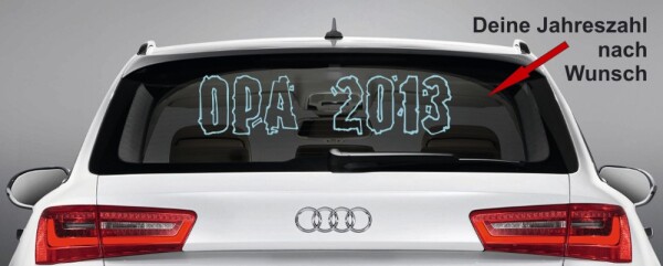 Aufkleber, Autoaufkleber Heckscheibe "OPA 20__" (Wunschjahr)