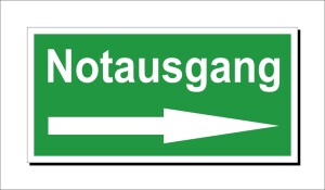 Notausgang rechts Schild  - Fluchtwege
