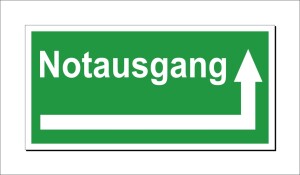 Notausgang links abbiegen Schild  - Fluchtwege